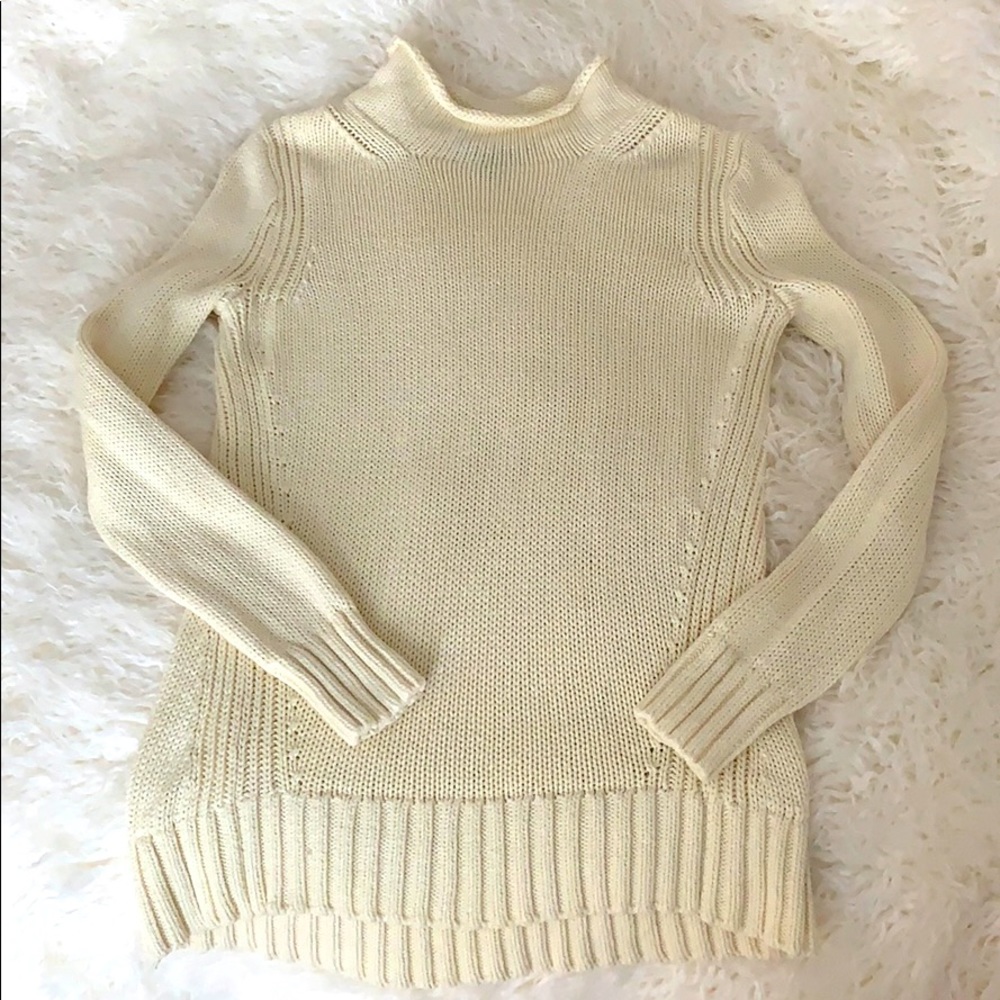 Cream Jcrew Sweater with Roll Down Mock neck, XXS